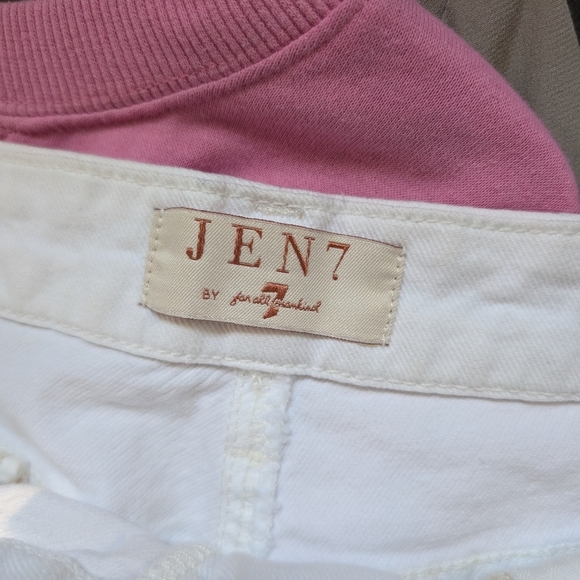 Jen 7 7 For All Mankind Mini White Pencil Skirt Size 4 Stretchy Denim - Picture 3 of 8